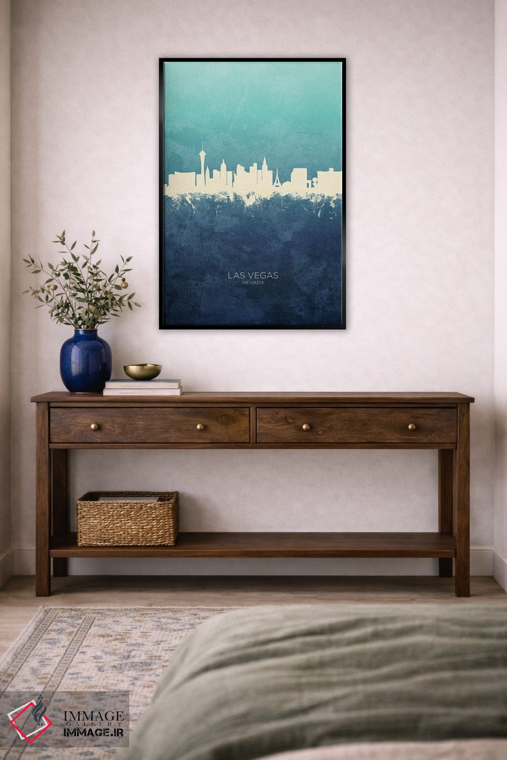تابلو دکوراتیو نمای افق لاس وگاس، نوادا با رنگ سرمه ای و فیروزه ای اثر مایکل تامپست - D4B
