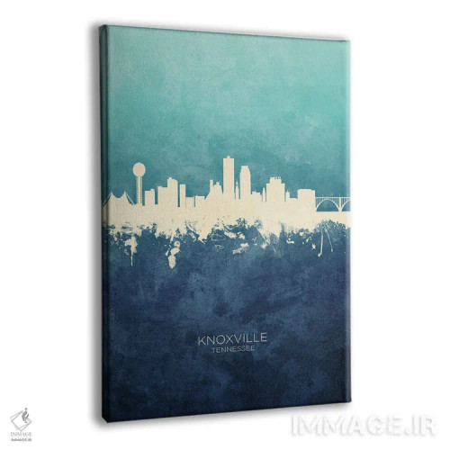 تابلو دکوراتیو نمای افق ناکسویل، تنسی با رنگ سرمه ای و فیروزه ای اثر مایکل تامپست - نمای پرسپکتیو محصول