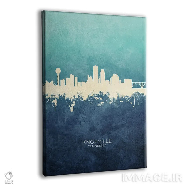 تابلو دکوراتیو نمای افق ناکسویل، تنسی با رنگ سرمه ای و فیروزه ای اثر مایکل تامپست - نمای پرسپکتیو محصول