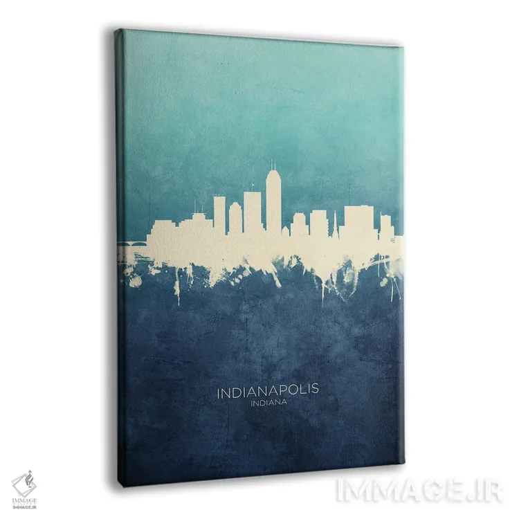 تابلو دکوراتیو نمای افق ایندیاناپولیس، ایندیانا با رنگ سرمه ای و فیروزه ا… اثر مایکل تامپست - نمای پرسپکتیو محصول