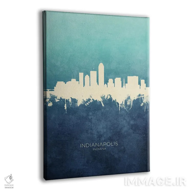 تابلو دکوراتیو نمای افق ایندیاناپولیس، ایندیانا با رنگ سرمه ای و فیروزه ا… اثر مایکل تامپست - نمای پرسپکتیو محصول