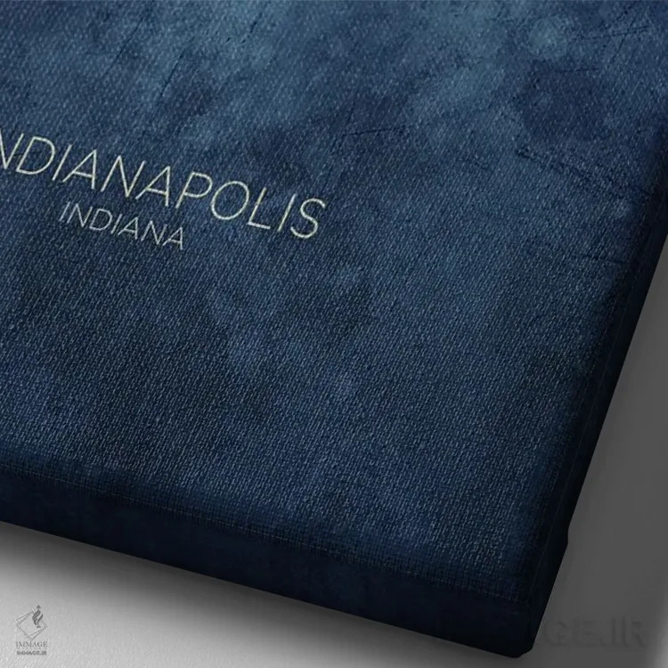 تابلو دکوراتیو نمای افق ایندیاناپولیس، ایندیانا با رنگ سرمه ای و فیروزه ا… اثر مایکل تامپست - نمای نزدیک بافت بوم