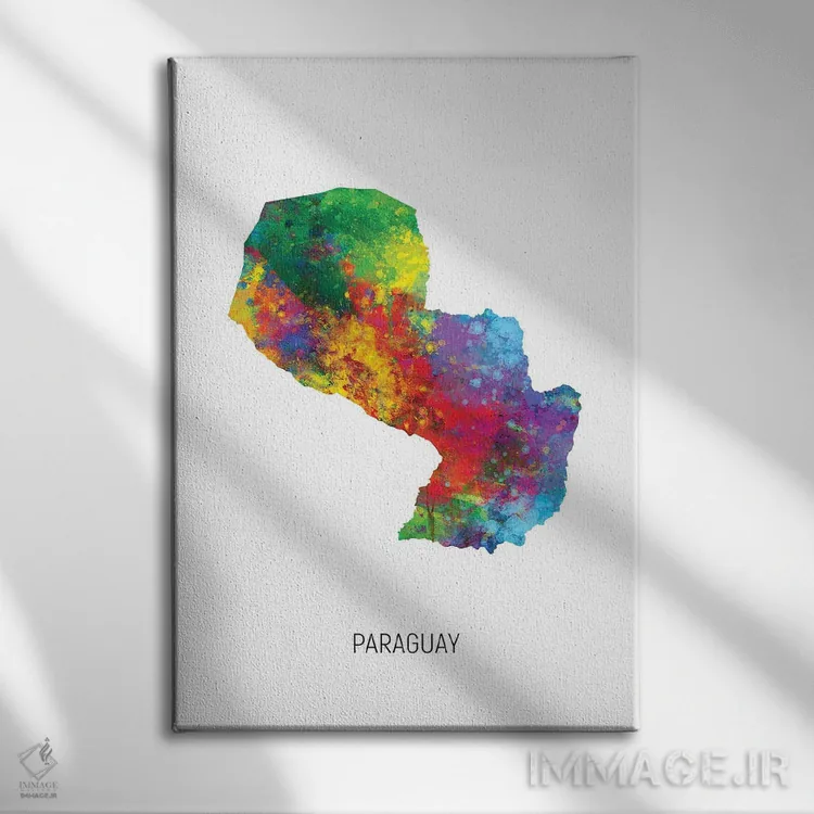 تابلو دکوراتیو نقشه پاراگوئه اثر مایکل تامپست - نمای روبهرو روی دیوار