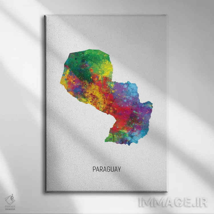 تابلو دکوراتیو نقشه پاراگوئه اثر مایکل تامپست - نمای روبهرو روی دیوار
