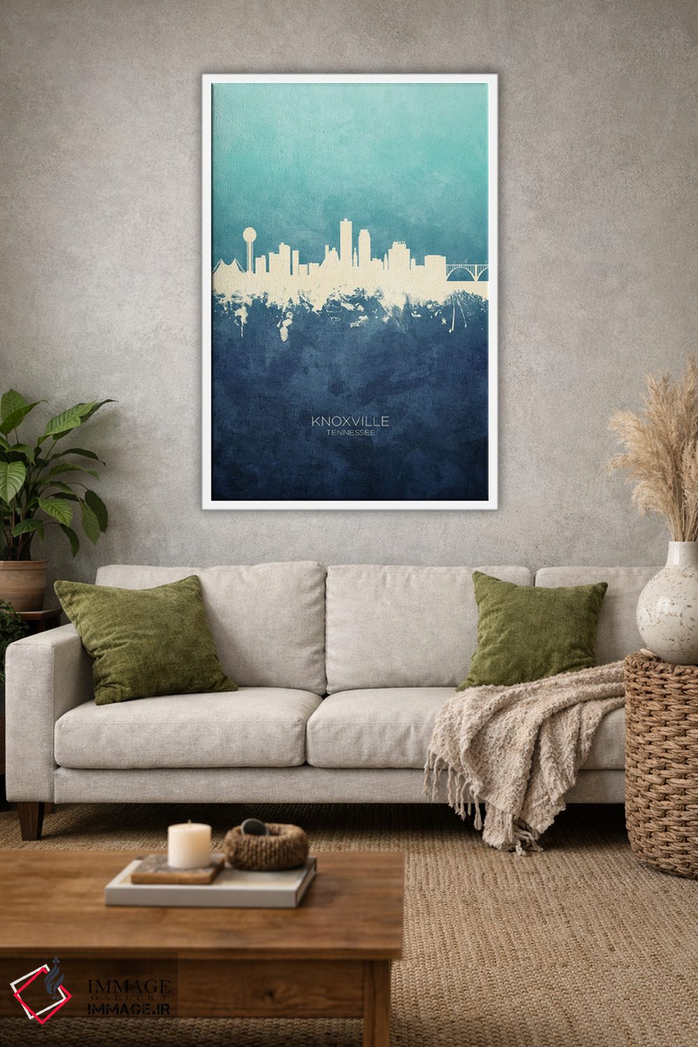 تابلو دکوراتیو نمای افق ناکسویل، تنسی با رنگ سرمه ای و فیروزه ای اثر مایکل تامپست - D1W