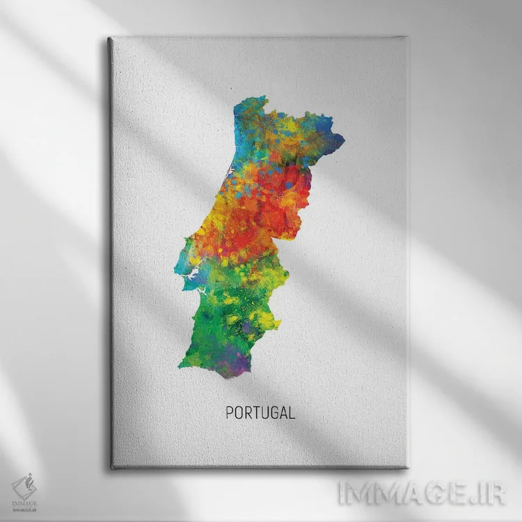 تابلو دکوراتیو نقشه پرتغال اثر مایکل تامپست - نمای روبهرو روی دیوار