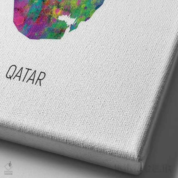 تابلو دکوراتیو نقشه قطر اثر مایکل تامپست - نمای نزدیک بافت بوم