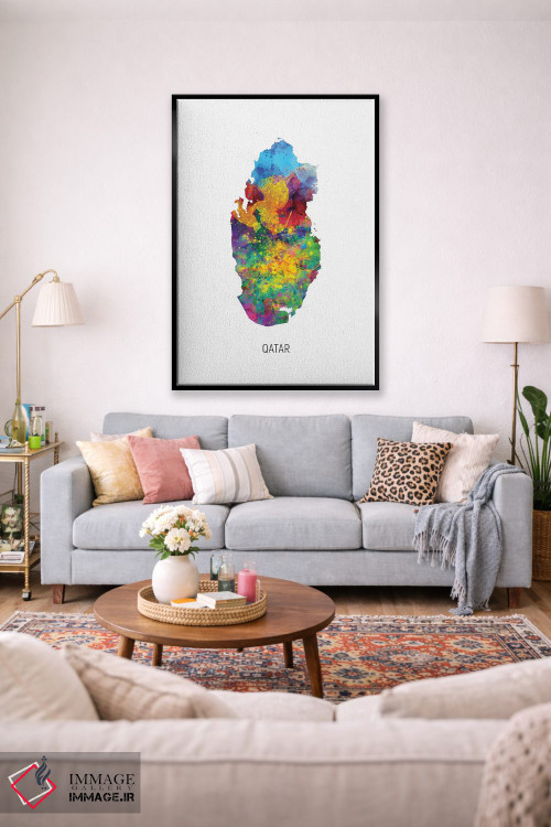 تابلو دکوراتیو نقشه قطر اثر مایکل تامپست - D1B