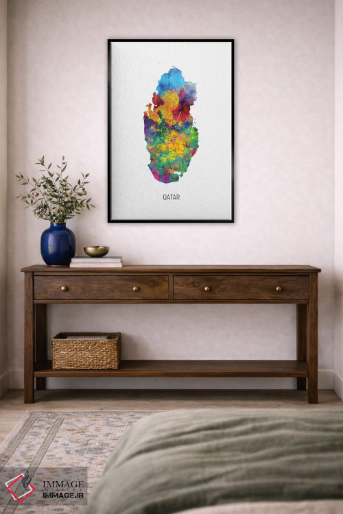 تابلو دکوراتیو نقشه قطر اثر مایکل تامپست - D5B