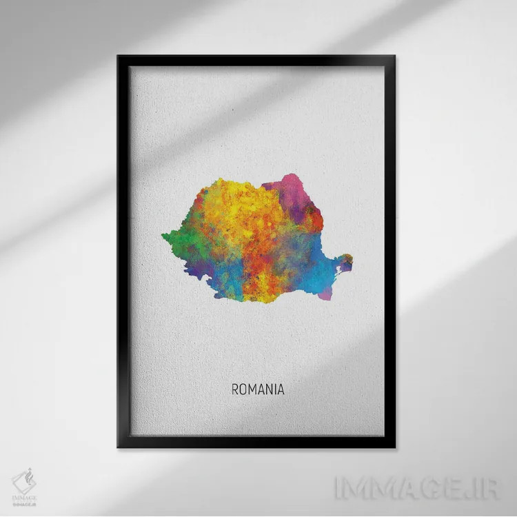 تابلو دکوراتیو نقشه رومانی اثر مایکل تامپست - نمای قابدار مشکی