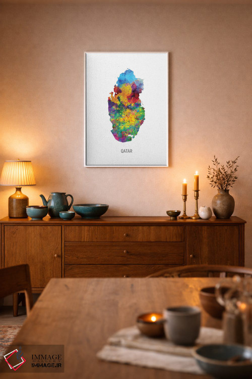 تابلو دکوراتیو نقشه قطر اثر مایکل تامپست - D6W