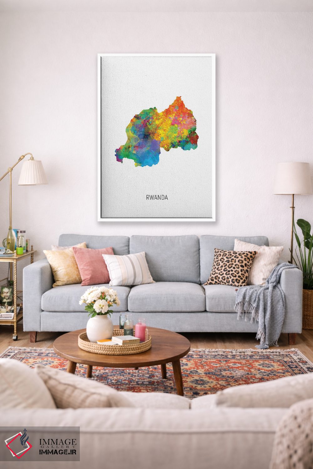 تابلو دکوراتیو نقشه رواندا اثر مایکل تامپست - D1W