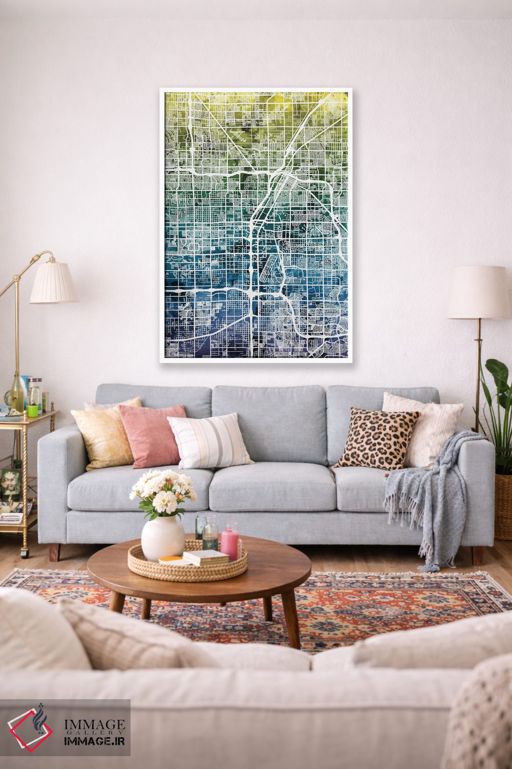 تابلو انتزاعی Nevada, USA,نقشه شیب دار لاس وگاس، نوادا، آمریکا اثر مایکل تامپست - D1W