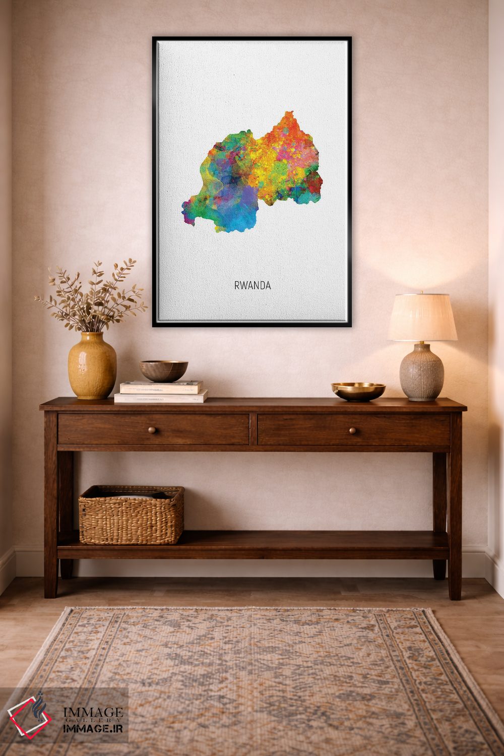 تابلو دکوراتیو نقشه رواندا اثر مایکل تامپست - D3B