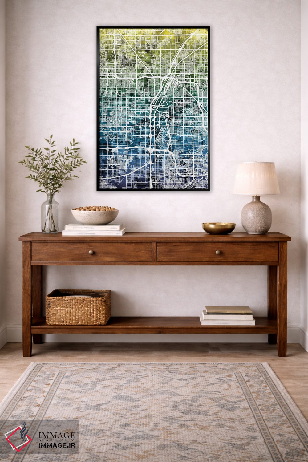 تابلو انتزاعی Nevada, USA,نقشه شیب دار لاس وگاس، نوادا، آمریکا اثر مایکل تامپست - D4B