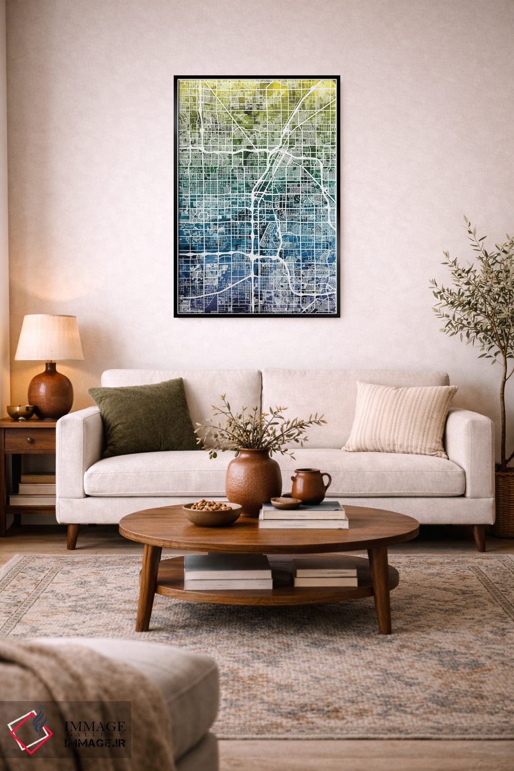 تابلو انتزاعی Nevada, USA,نقشه شیب دار لاس وگاس، نوادا، آمریکا اثر مایکل تامپست - D3B