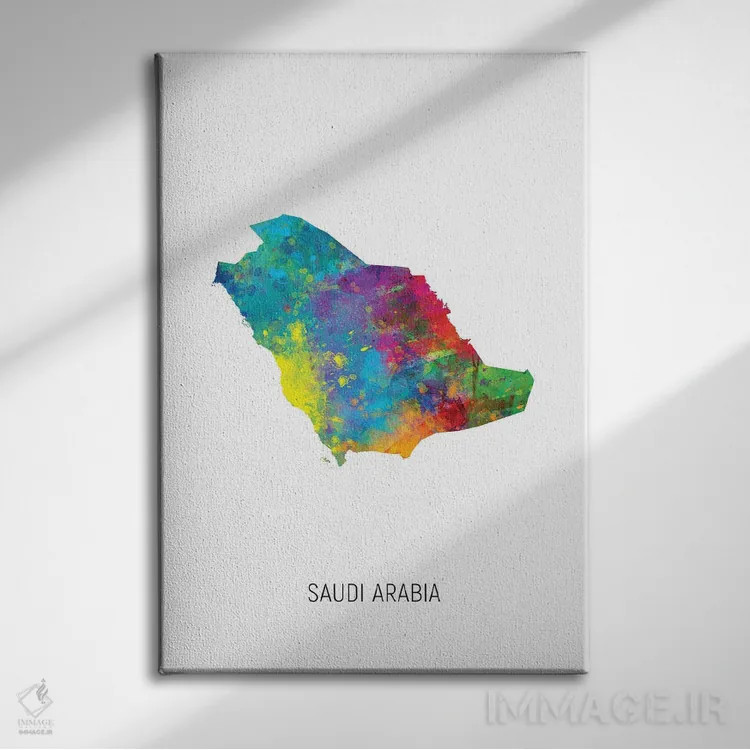 تابلو دکوراتیو نقشه عربستان سعودی اثر مایکل تامپست - نمای روبهرو روی دیوار