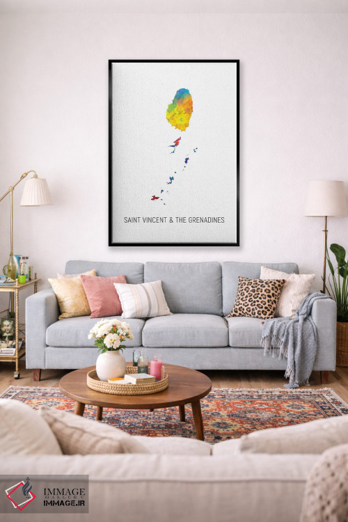 تابلو دکوراتیو نقشه سنت وینسنت و گرناباور ها اثر مایکل تامپست - D1B