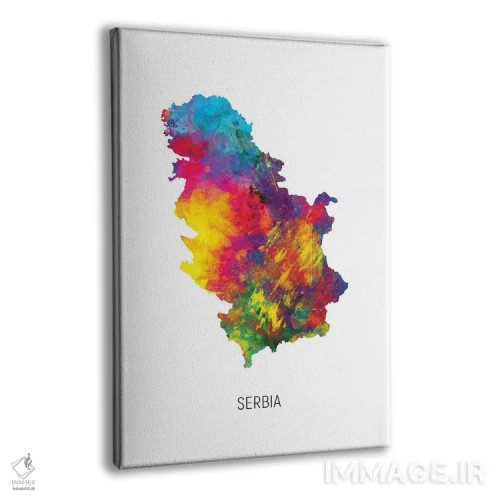تابلو دکوراتیو نقشه صربستان اثر مایکل تامپست - نمای پرسپکتیو محصول
