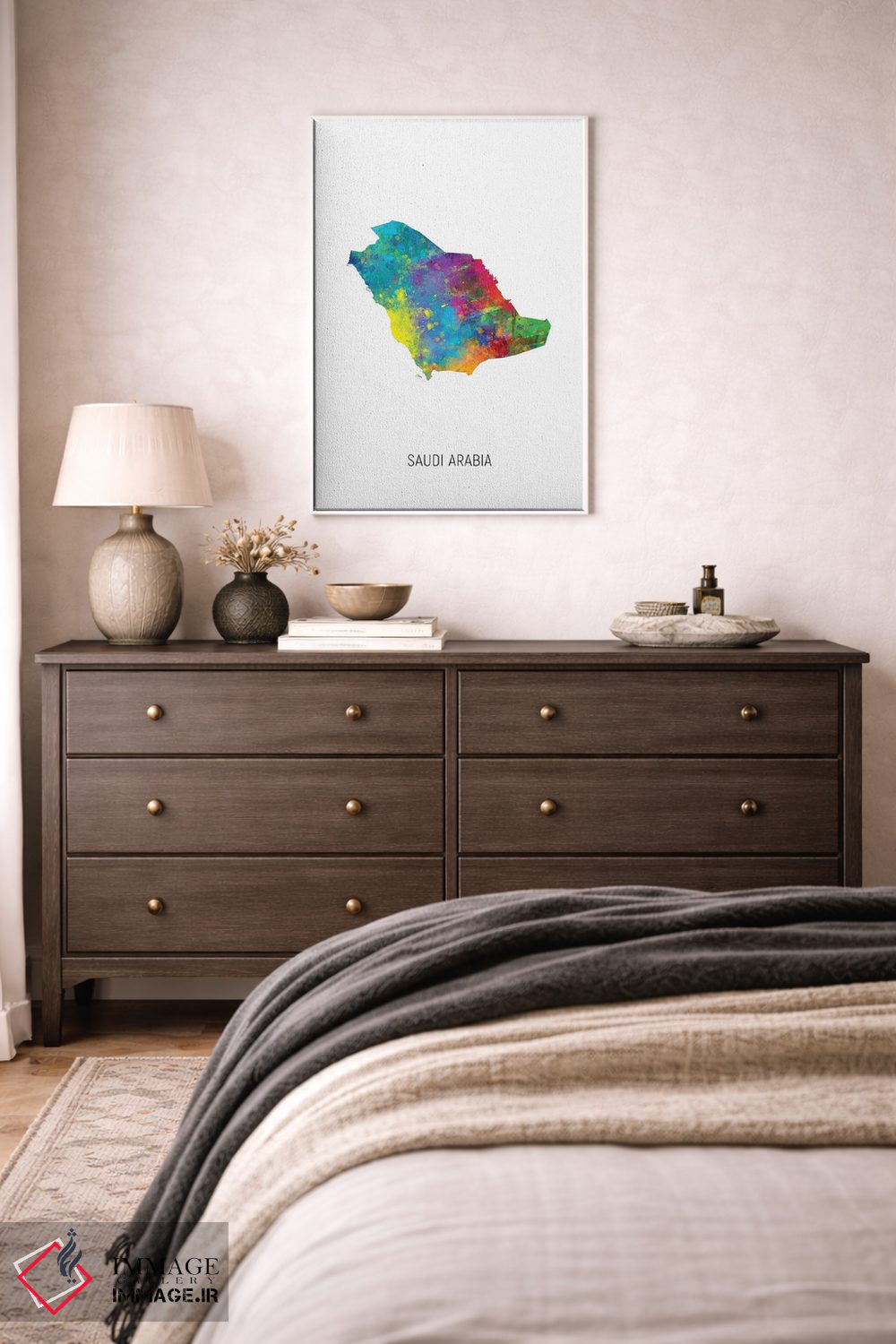 تابلو دکوراتیو نقشه عربستان سعودی اثر مایکل تامپست - D3W