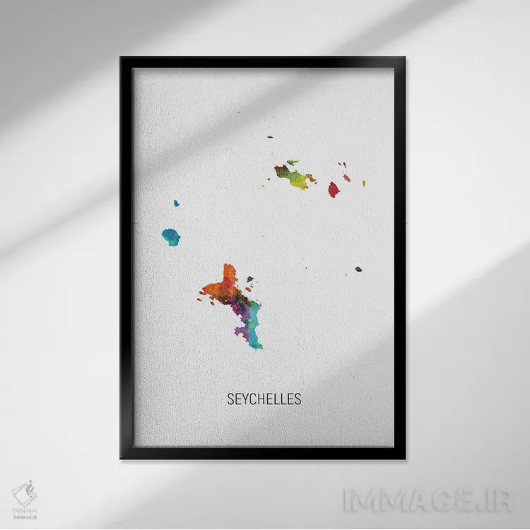 تابلو دکوراتیو نقشه سیشل اثر مایکل تامپست - نمای قابدار مشکی