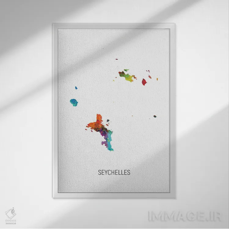 تابلو دکوراتیو نقشه سیشل اثر مایکل تامپست - نمای قابدار سفید