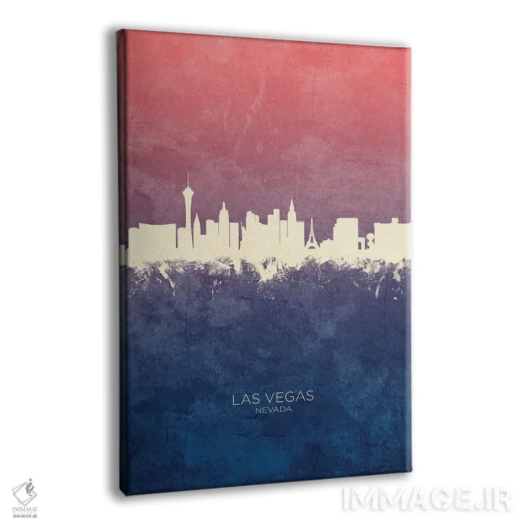 تابلو دکوراتیو خط افق لاس وگاس نوادا با تم آبی رز اثر مایکل تامپست - نمای پرسپکتیو محصول