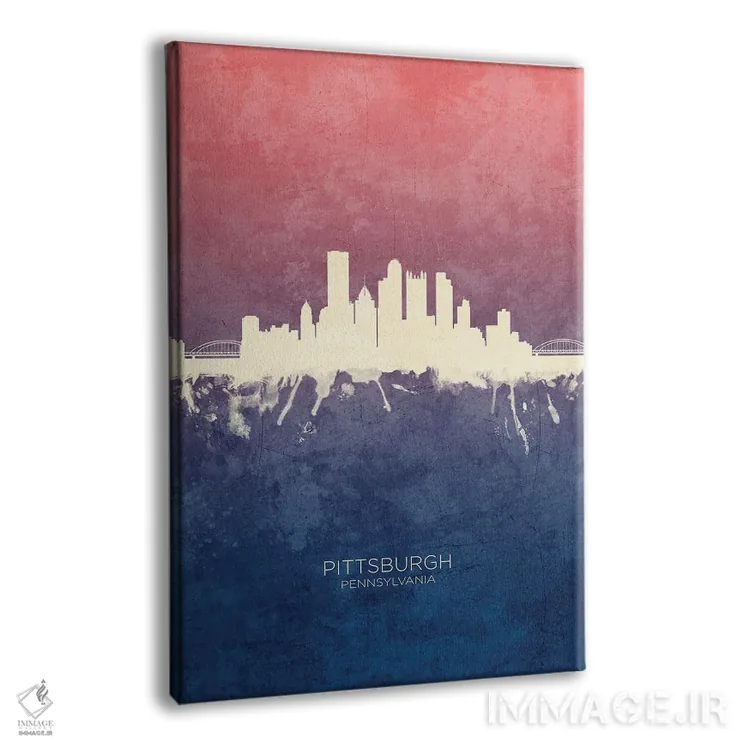 تابلو دکوراتیو خط افق پیتسبورگ با تم آبی رز اثر مایکل تامپست - نمای پرسپکتیو محصول