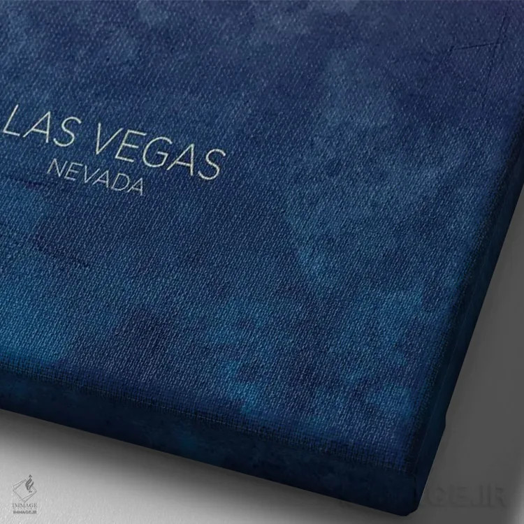 تابلو دکوراتیو خط افق لاس وگاس نوادا با تم آبی رز اثر مایکل تامپست - نمای نزدیک بافت بوم