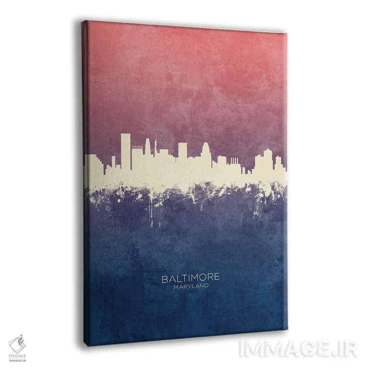 تابلو دکوراتیو خط افق بالتیمور مریلند با تم آبی رز اثر مایکل تامپست - نمای پرسپکتیو محصول