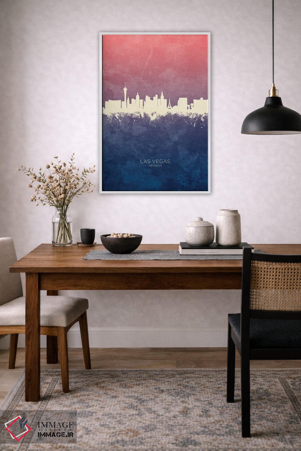 تابلو دکوراتیو خط افق لاس وگاس نوادا با تم آبی رز اثر مایکل تامپست - D3W