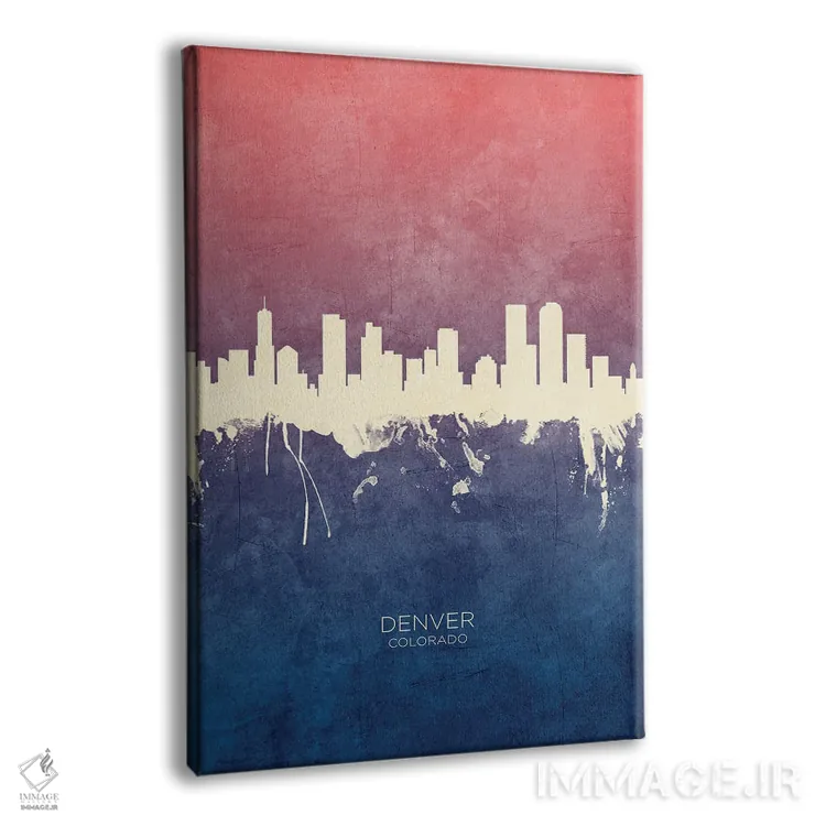 تابلو دکوراتیو خط افق دنور کلرادو با تم آبی رز اثر مایکل تامپست - نمای پرسپکتیو محصول