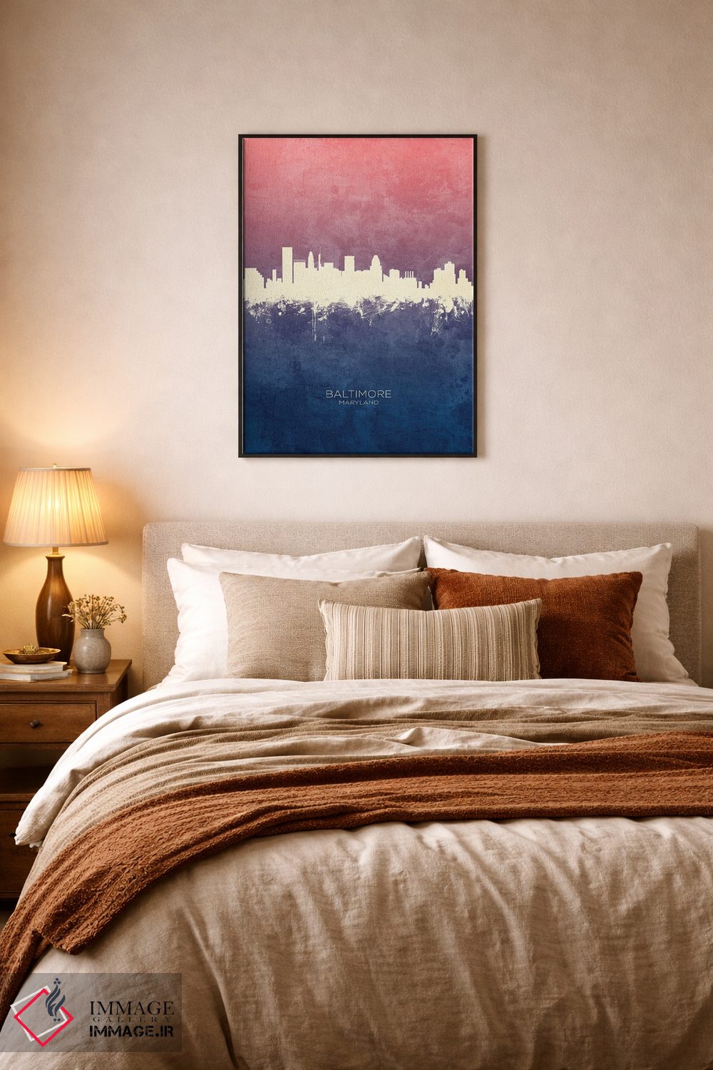 تابلو دکوراتیو خط افق بالتیمور مریلند با تم آبی رز اثر مایکل تامپست - D5B