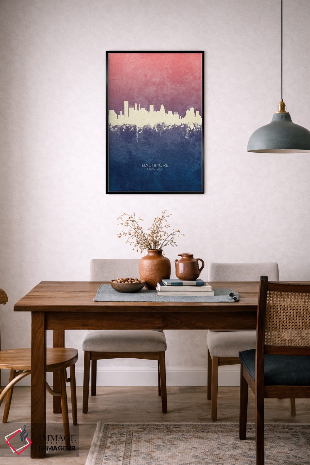تابلو دکوراتیو خط افق بالتیمور مریلند با تم آبی رز اثر مایکل تامپست - D6B