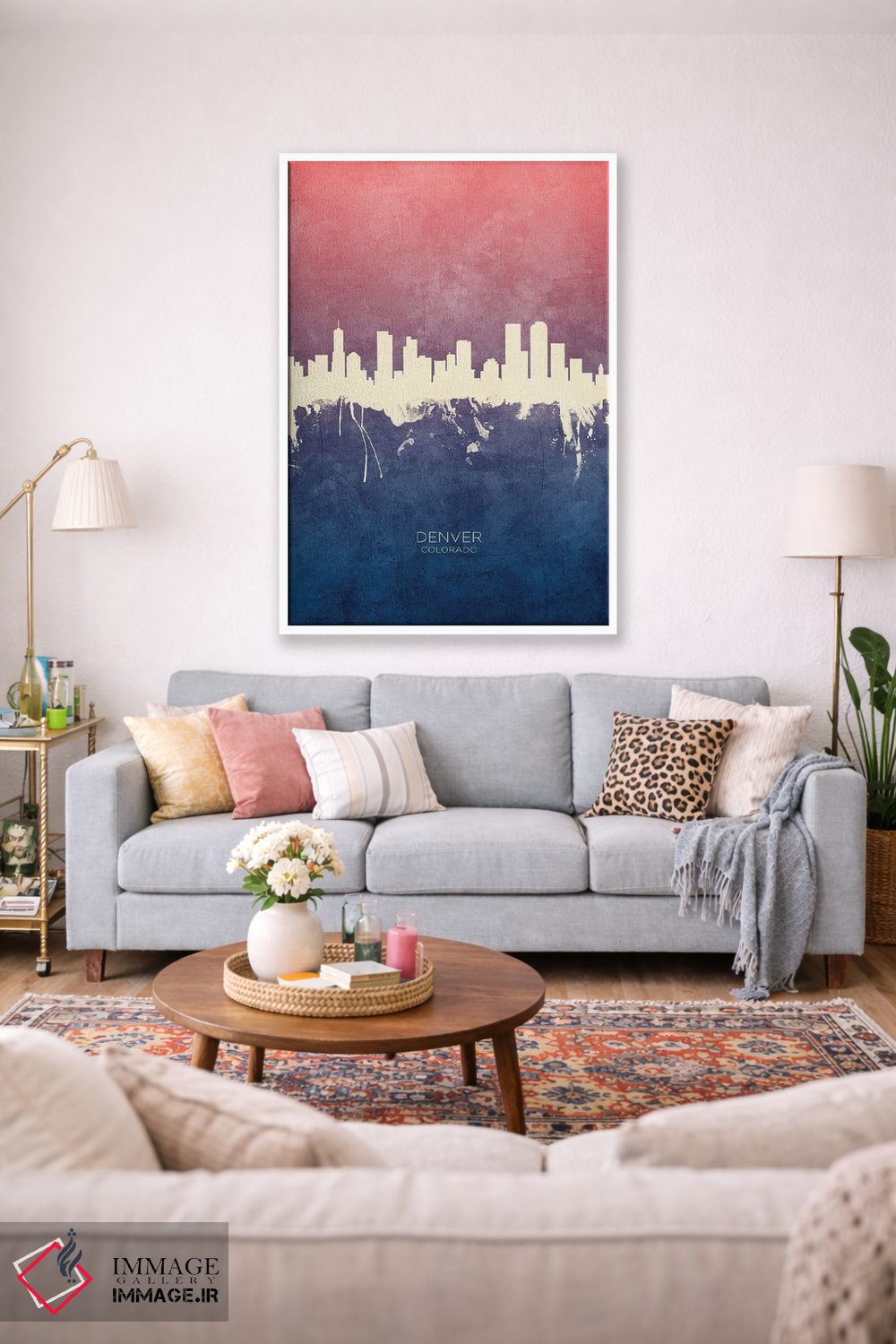 تابلو دکوراتیو خط افق دنور کلرادو با تم آبی رز اثر مایکل تامپست - D1W