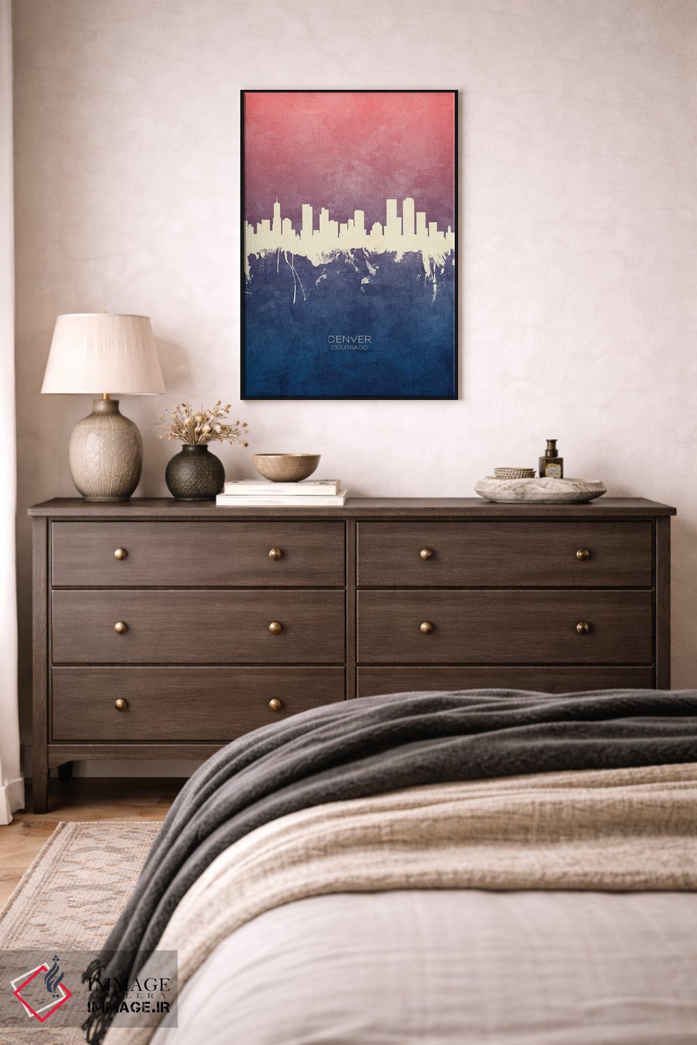 تابلو دکوراتیو خط افق دنور کلرادو با تم آبی رز اثر مایکل تامپست - D3B