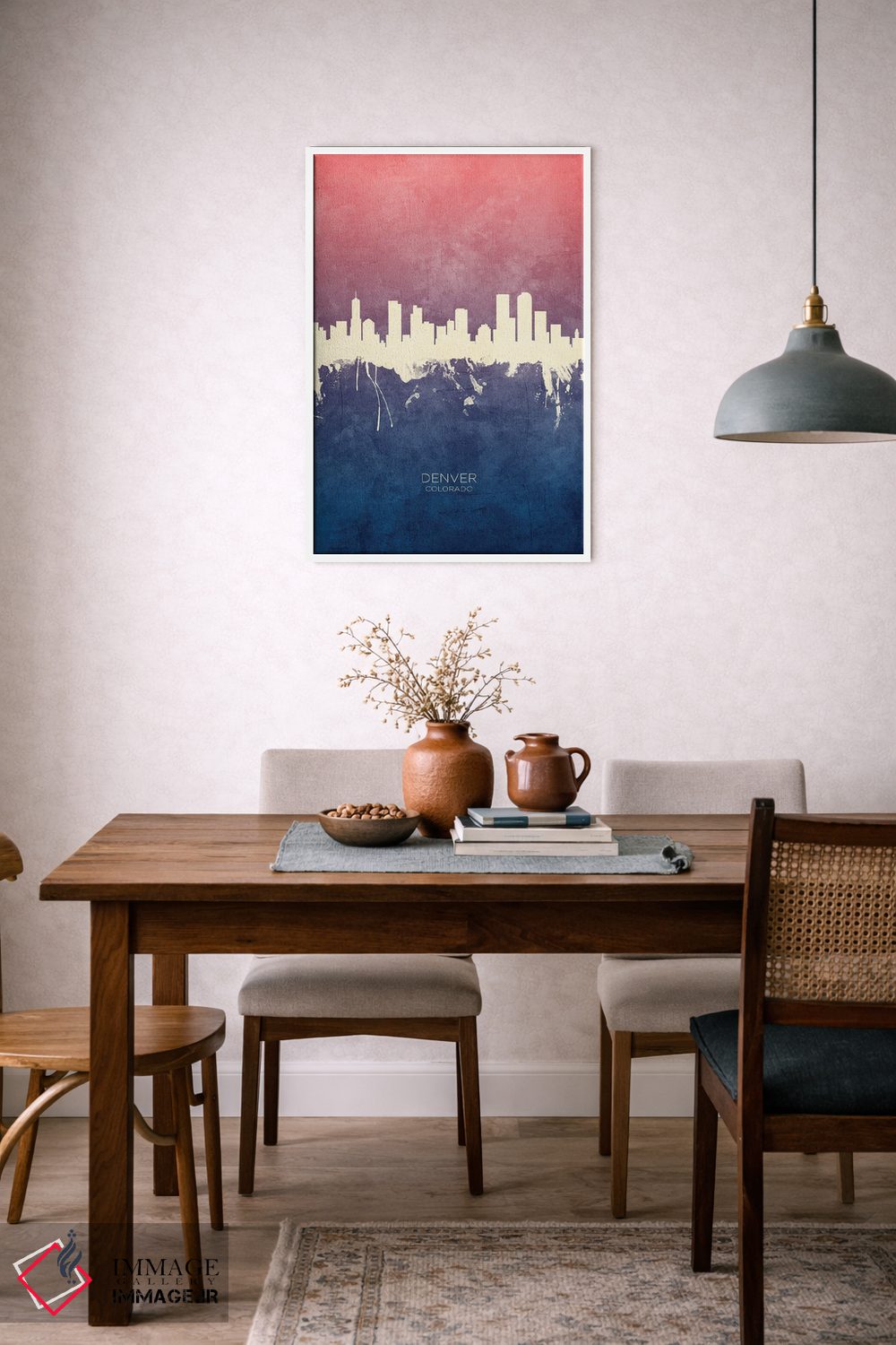 تابلو دکوراتیو خط افق دنور کلرادو با تم آبی رز اثر مایکل تامپست - D6W