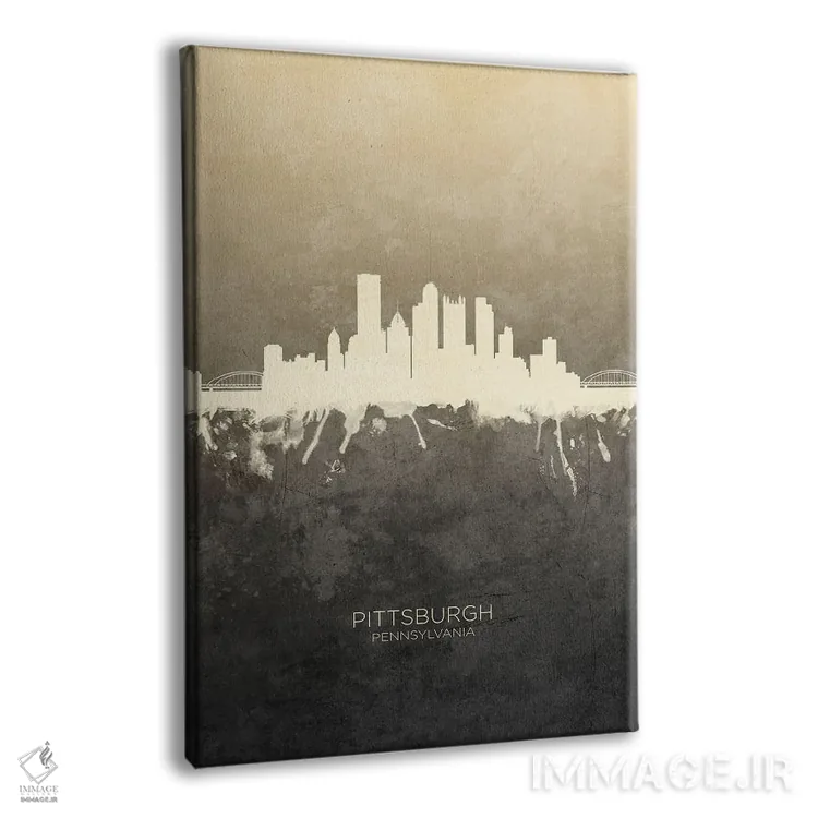 تابلو دکوراتیو خط افق پیتسبورگ پنسیلوانیا با رنگ تاپ اثر مایکل تامپست - نمای پرسپکتیو محصول