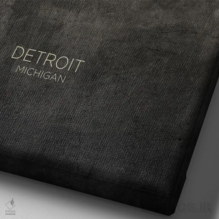 تابلو دکوراتیو خط افق دیترویت میشیگان با رنگ تاپ اثر مایکل تامپست - نمای نزدیک بافت بوم