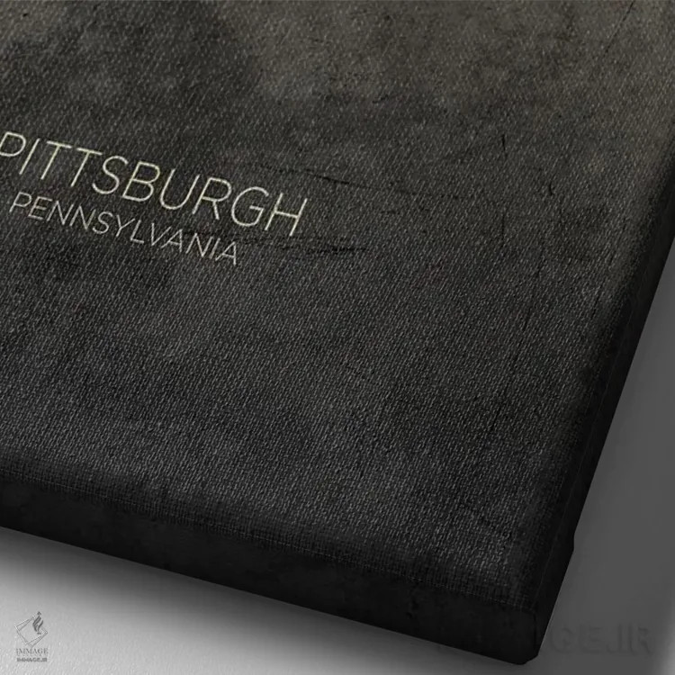 تابلو دکوراتیو خط افق پیتسبورگ پنسیلوانیا با رنگ تاپ اثر مایکل تامپست - نمای نزدیک بافت بوم