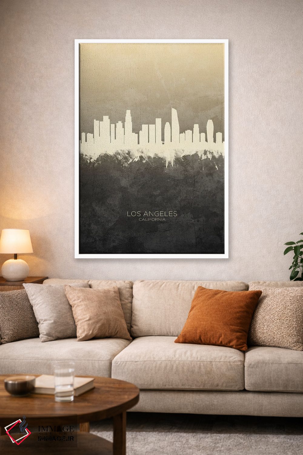 تابلو دکوراتیو خط افق لس آنجلس کالیفرنیا با رنگ تاپ اثر مایکل تامپست - D1W