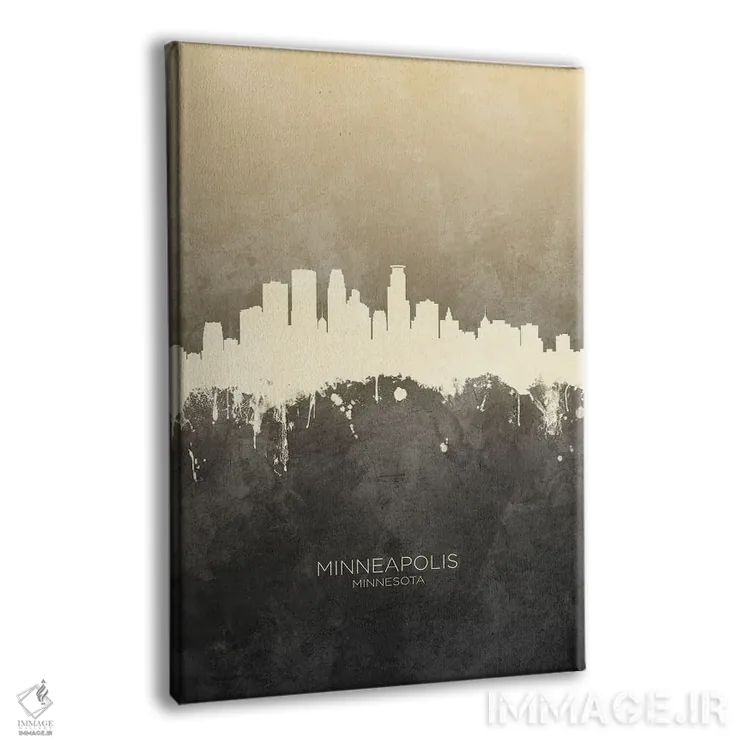 تابلو دکوراتیو خط افق مینیاپولیس مینه سوتا با رنگ تاپ اثر مایکل تامپست - نمای پرسپکتیو محصول