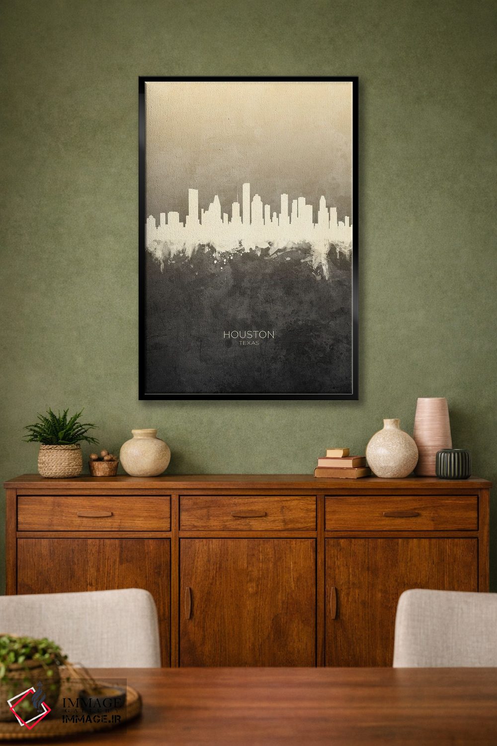 تابلو دکوراتیو خط افق هیوستون تگزاس با رنگ تاپ اثر مایکل تامپست - D2B