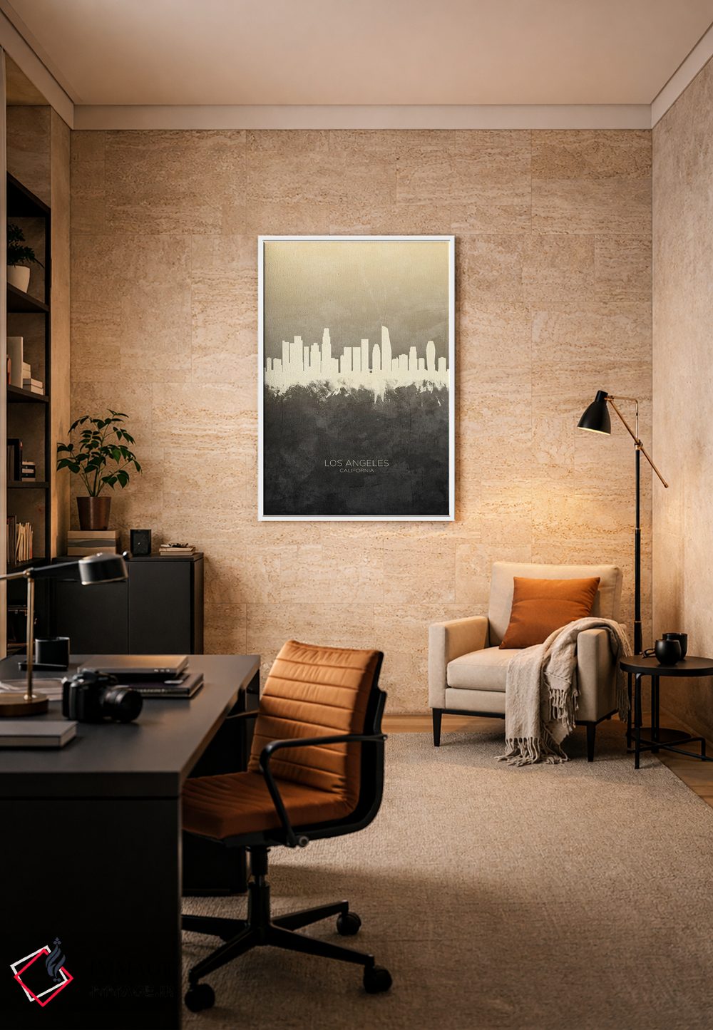 تابلو دکوراتیو خط افق لس آنجلس کالیفرنیا با رنگ تاپ اثر مایکل تامپست - D4W