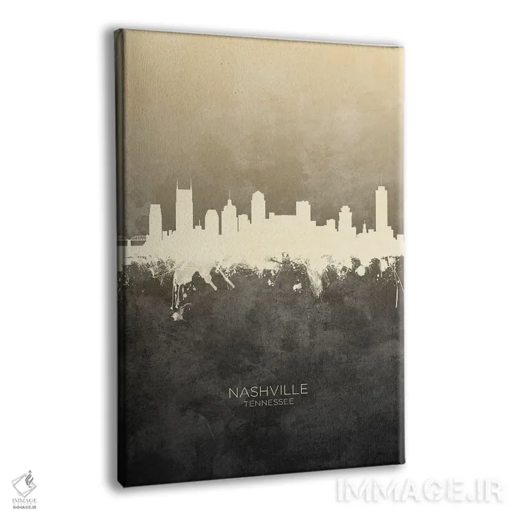 تابلو دکوراتیو خط افق نشویل تنسی با رنگ تاپ اثر مایکل تامپست - نمای پرسپکتیو محصول