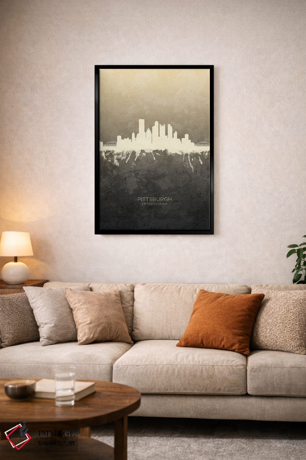 تابلو دکوراتیو خط افق پیتسبورگ پنسیلوانیا با رنگ تاپ اثر مایکل تامپست - D5B