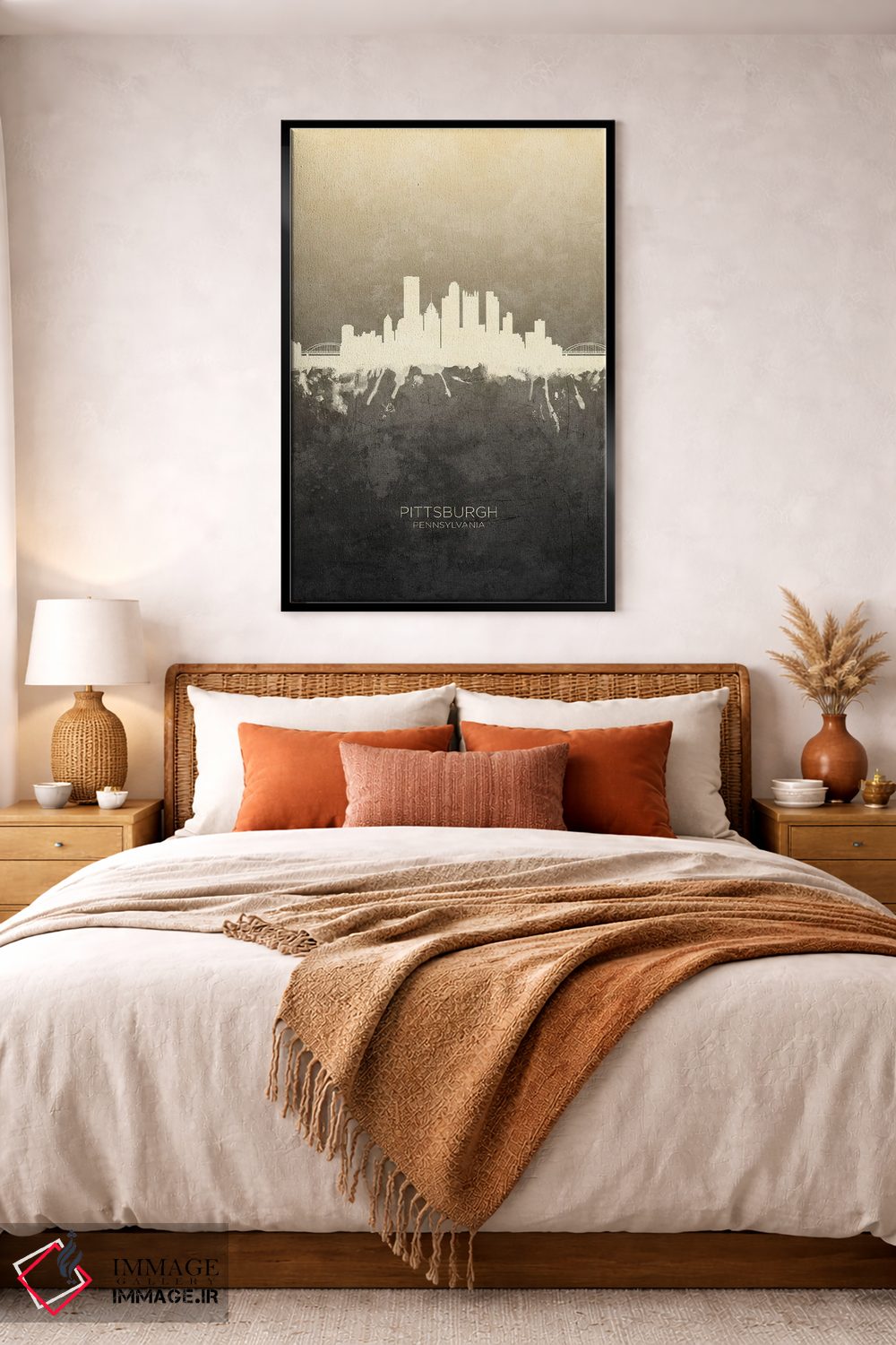 تابلو دکوراتیو خط افق پیتسبورگ پنسیلوانیا با رنگ تاپ اثر مایکل تامپست - D4B
