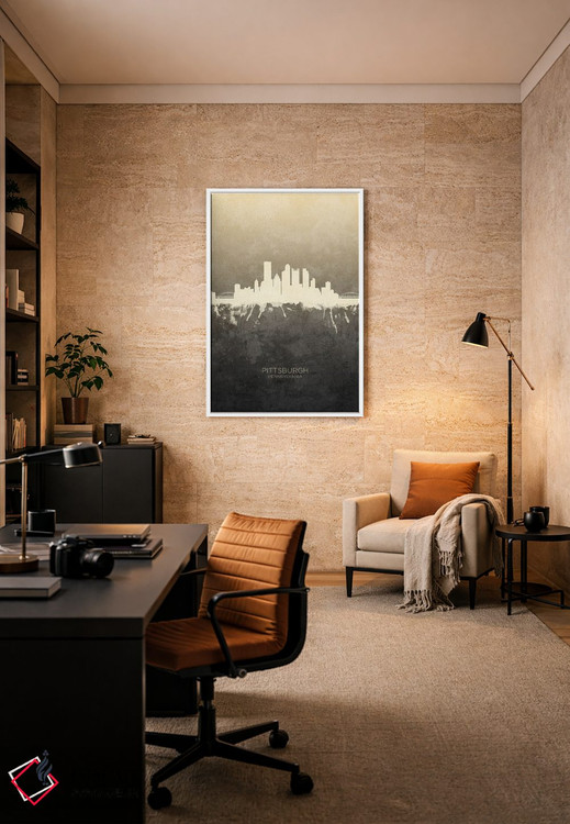 تابلو دکوراتیو خط افق پیتسبورگ پنسیلوانیا با رنگ تاپ اثر مایکل تامپست - D6W