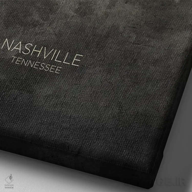 تابلو دکوراتیو خط افق نشویل تنسی با رنگ تاپ اثر مایکل تامپست - نمای نزدیک بافت بوم