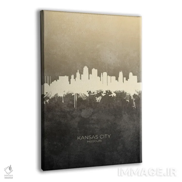 تابلو دکوراتیو خط افق کانزاس سیتی میزوری با رنگ تاپ اثر مایکل تامپست - نمای پرسپکتیو محصول
